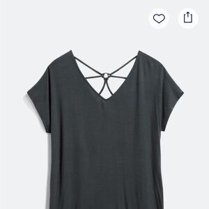 Papermoon Charcoal V-Neck Tee with Strappy Back Detail